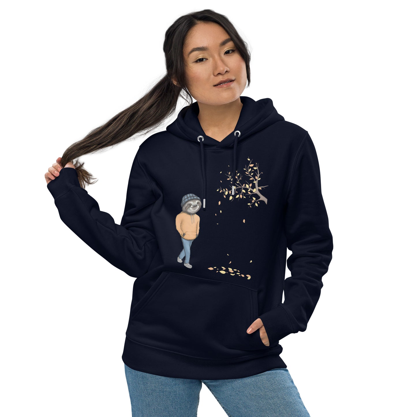 Sloth Organic Cotton Hoodie - In Navy and Desert Dusk