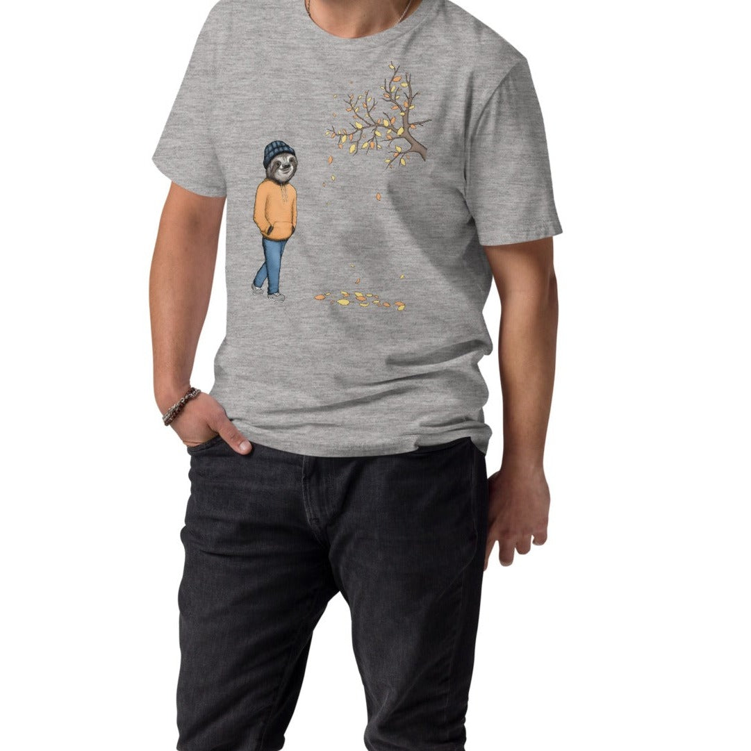 Sloth T-Shirt - An Autumnal Walk in Grey